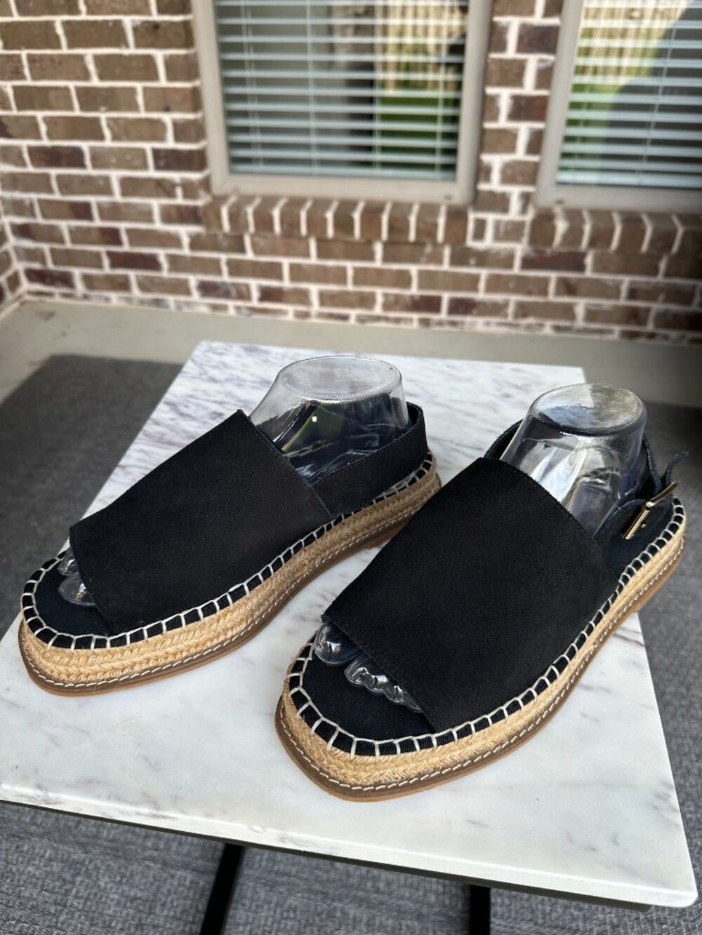 ASOS Hannah Wide Fit Espadrille Platform Sandals Black Ankle Strap Size 7/8 W - Picture 15 of 16